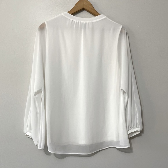 Zara White Chiffon Balloon Sleeve Blouse Top Size Small bin 3G - Picture 6 of 6